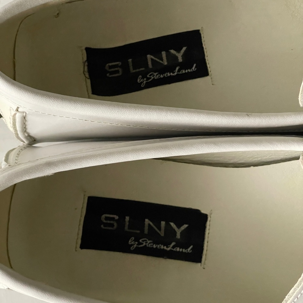 Steven Land White Loafers SLNY Leather Slip On Shoes #305-007 Men's Size 11 - Picture 6 of 13